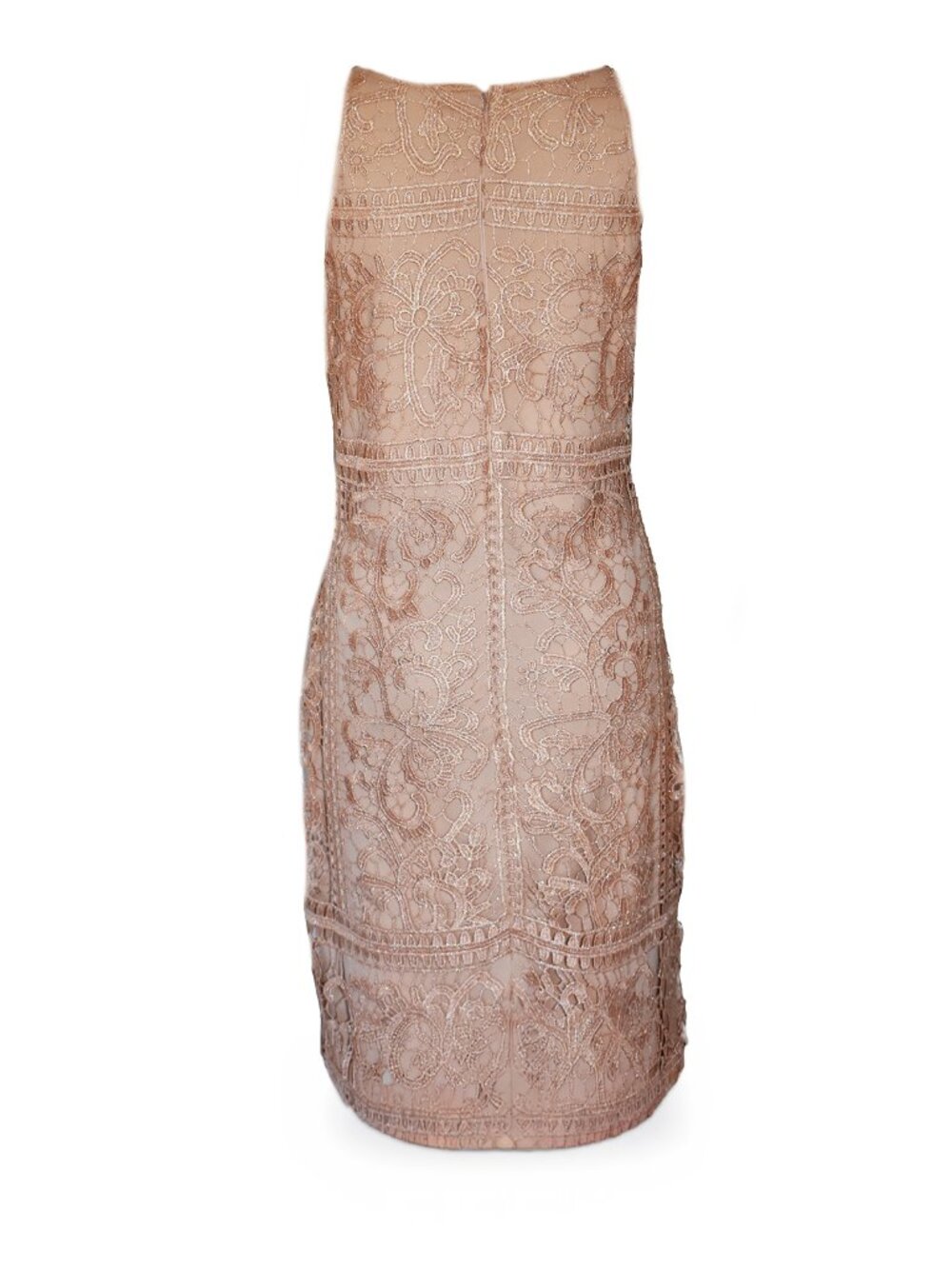 Marina Dress Guipure Lace Sexy Bodycon Sleeveless Frock, Peach, Size 14 NEW - Picture 3 of 6